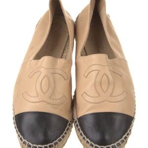 Chanel Tan and Black Espadrilles Size 38